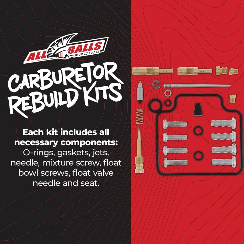 All Balls Racing 26-1373 Carburetor Rebuild Kit Compatible with/Replacement For Honda TRX300 Fourtrax 1991-2000, TRX300FW Fourtrax 4x4 1991-2000 - Image 2